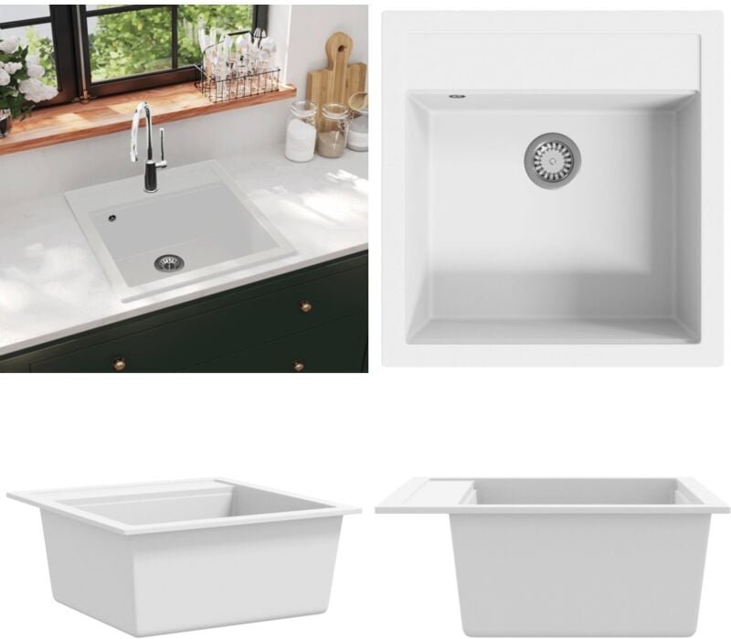 Vidaxl - Granitspüle Einzelbecken Weiß - Spülbecken - Küchenspüle - Home & Living - Weiß