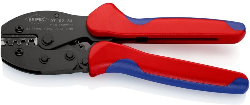 Knipex - 97 52 34 sb PreciForce® Crimpzange mit Mehrkomponenten-Hüllen brüniert 220 mm (SB-Karte/Blister)