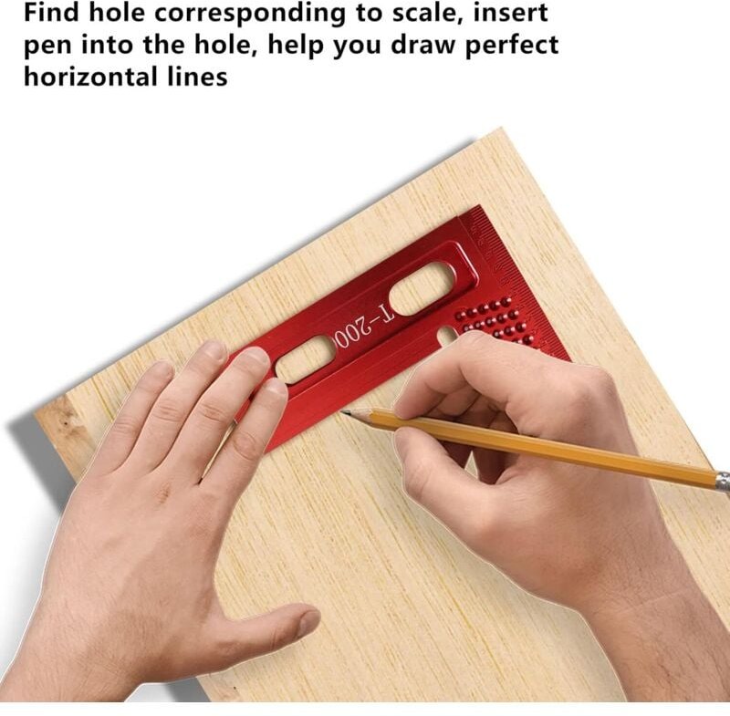 T-200)Präzisionswerkzeuge für die Holzbearbeitung, Messlineal für quadratische Löcher aus Aluminiumlegierung, Lineal zur...