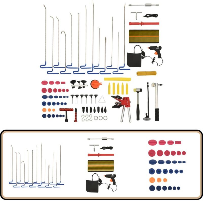 80-tlg. Ausbeulwerkzeug-Set - Autolack Reparieren - Delle Entfernen - Autoaufbereitung - Werkzeugkasten - Lackschutz