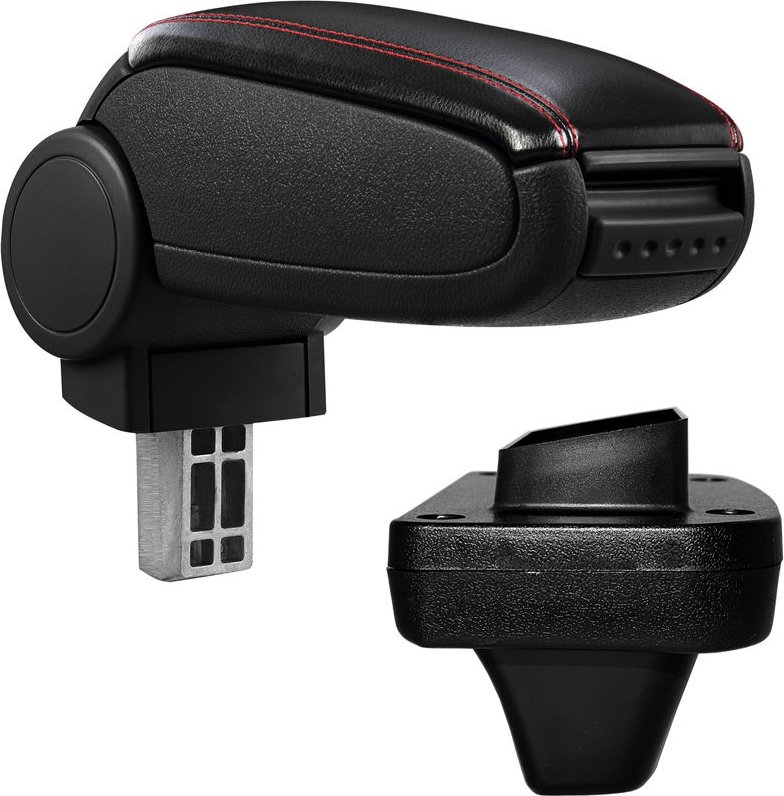 Pro.tec - Mittelarmlehne Opel Astra k mit Staufach Kunstleder Schwarz mit roten Nähten