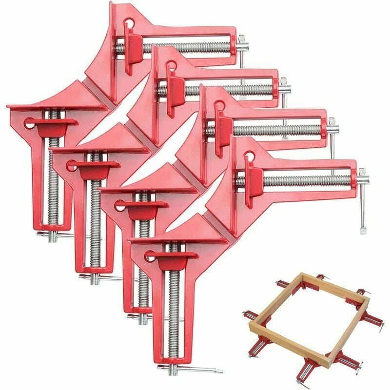Thumbnail - ZVD - Ensemble de 4 pinces à angle droit de 90 degrés, serre-joints d'angle réglables en bois pour cadres multi-photos, ...