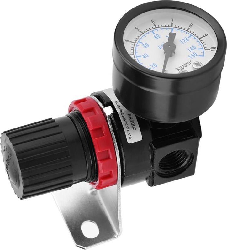 G1/4 Pneumatischer Regler, Verstellbares Luftdruck-Kompressor-Steuerventil-Messgerät mit Halterung. Hergestellt aus Hoch...