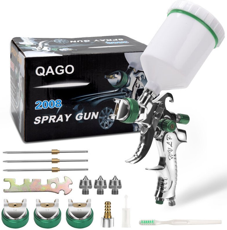 Swanew 2X hvlp Lackierpistole Düsen(1.4/1,7/2.0mm) 100 ml/min 0.35Mpa 600ml Profi Spritzpistole