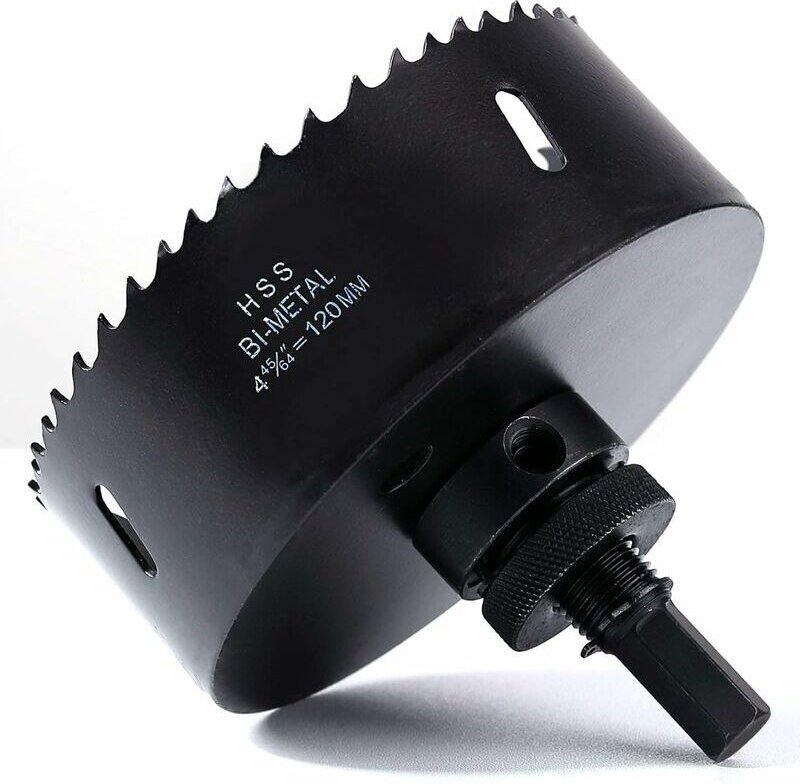 120 mm Lochsäge, HSS M42 Schnellarbeitsstahl, Bimetall-Lochsäge, Lochschneider mit Sechskantschaft und Bohrer für Holz, ...