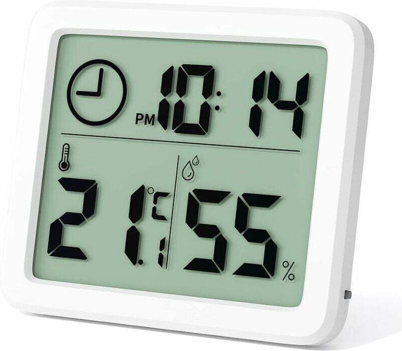 Mini-Digitalthermometer für den Innenbereich, professionelles tragbares Hygrometer mit großem Bildschirm und Uhr, genaue...