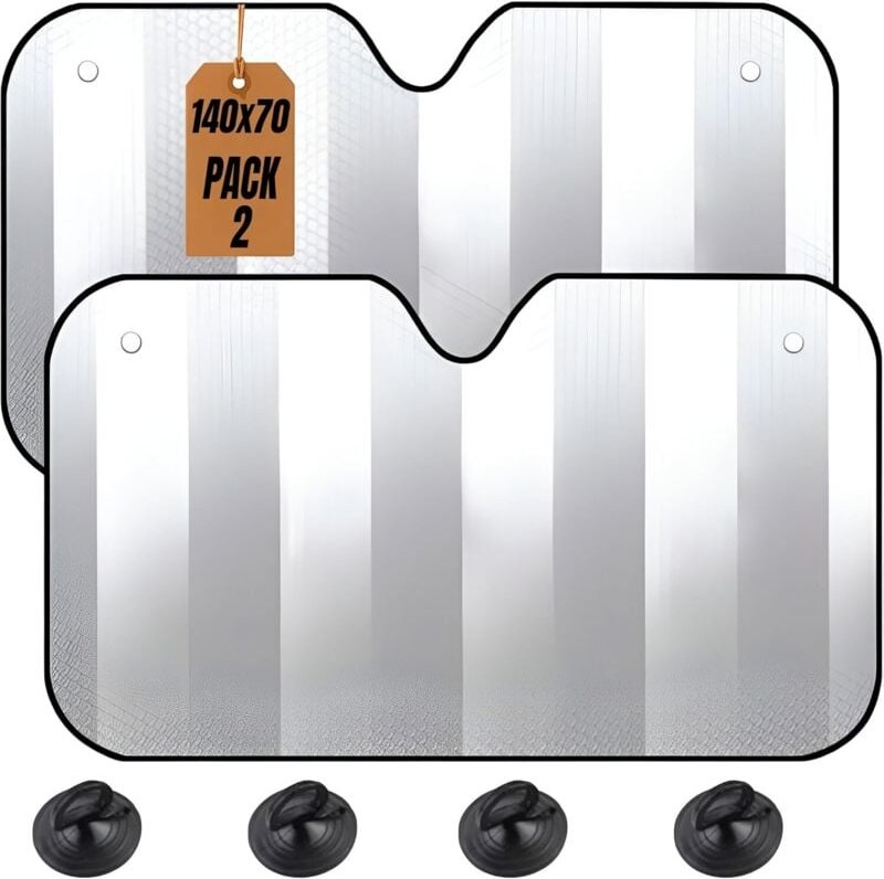 2er-Pack 140 x 70 cm Saugnapf-Sonnenblenden für die Front – universell faltbarer Sonnenschutz für die Front – maximaler ...