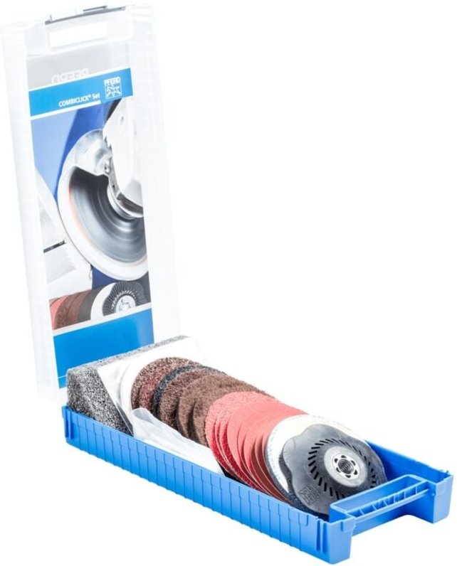 Thumbnail - PFERD TOOLS COMBICLICK Set 19-tlg. Ø 115 mm 5/8-11 Bearbeitungen grob bis poliert mit Winkelschleifer