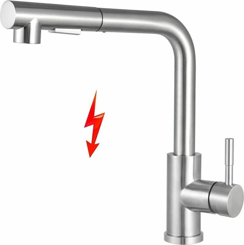 Ausziehbarer Niederdruck-Küchenarmatur, 360 ° drehbarer Niederdruck-Küchenarmatur, 2-Strahl-Niederdruck-Küchenarmatur, g...