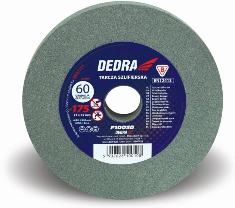 DEDRA Schleifscheibe 175x32x25mm, Körnung 60 - für Metall und Stahl