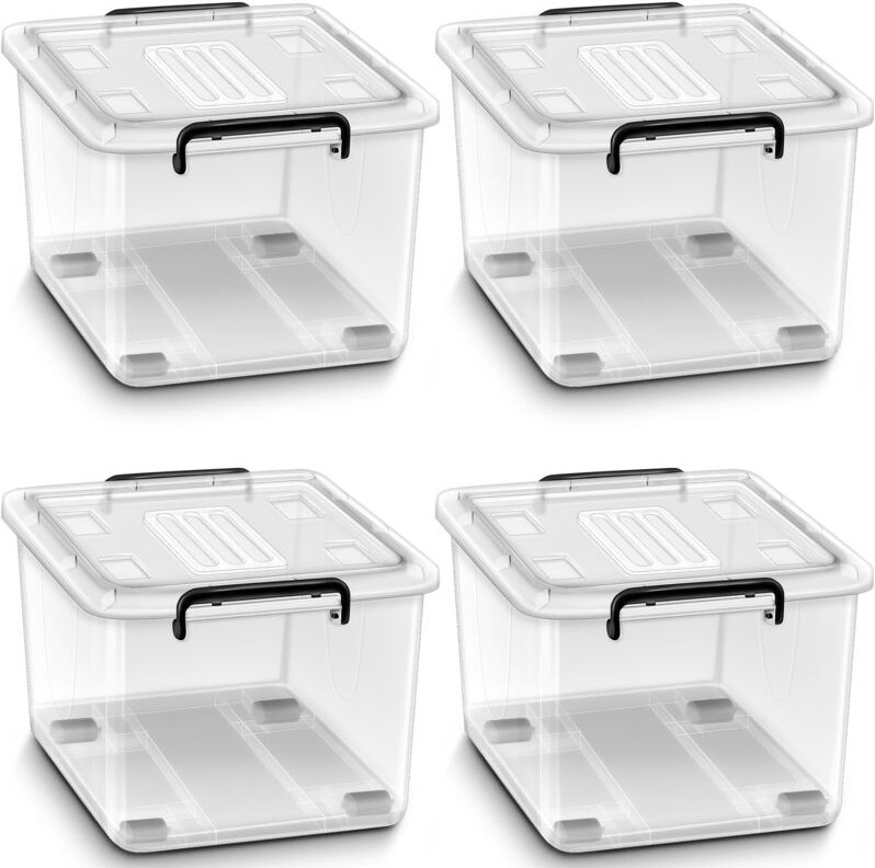 Tillvex - Aufbewahrungsboxen mit Deckel 4er Set - 88L, lebensmittelecht Kunststoff Boxen Set stapelbar Aufbewahrung Ordn...