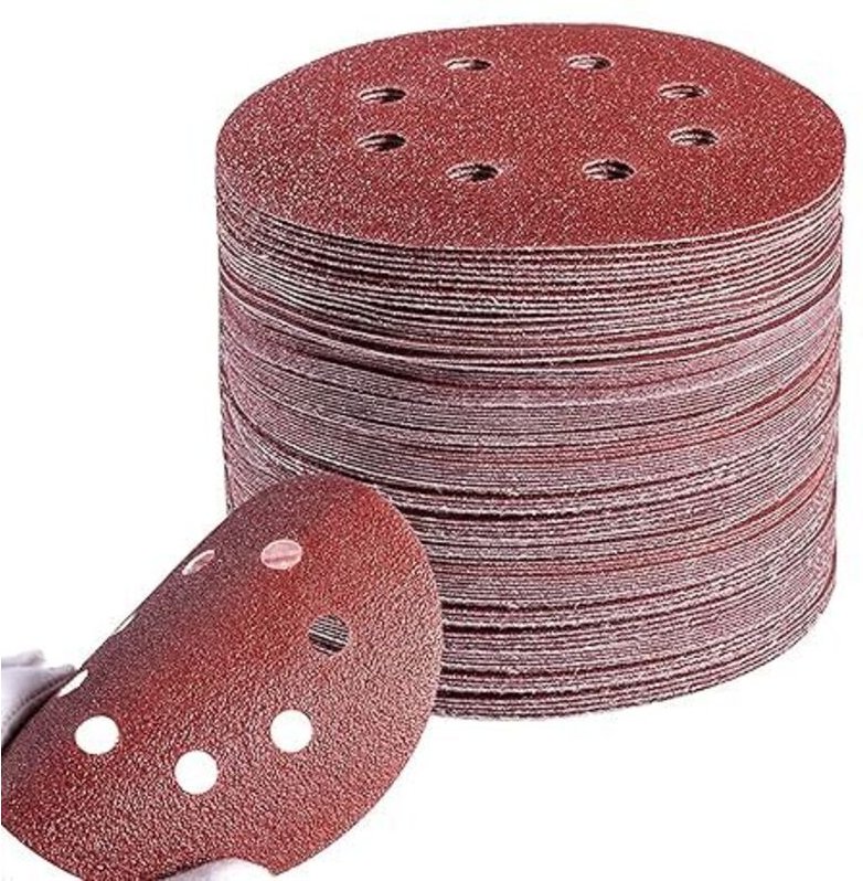 Schleifscheiben-Set, 125 mm, 100 Blatt rundes Schleifpapier, 8 Löcher, 20 x Körnung P40/P60/P80/P120/P240, Schleifscheib...