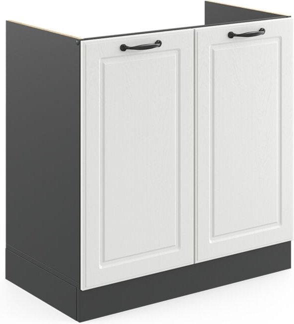 Spülenunterschrank R-Line, Weiß Landhaus, 80 cm ohne Arbeitsplatte Vicco