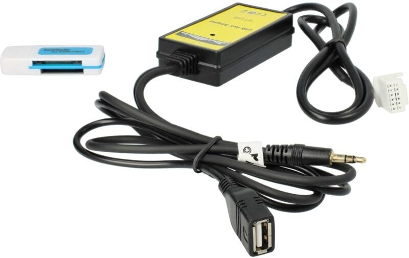 vhbw AUX USB Audio Adapter Kabel KFZ Radio (145 cm) kompatibel mit Toyota Venza 2009-2010, Yaris 2006-2010 Auto, Autorad...