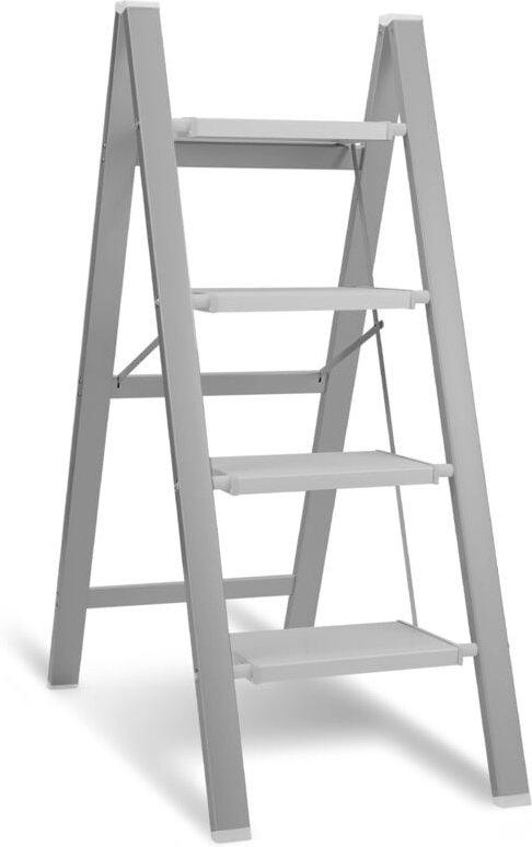 Klappleiter Stehleiter Alu Trittleiter Klapptritt 4 Stufen Silber - Swanew