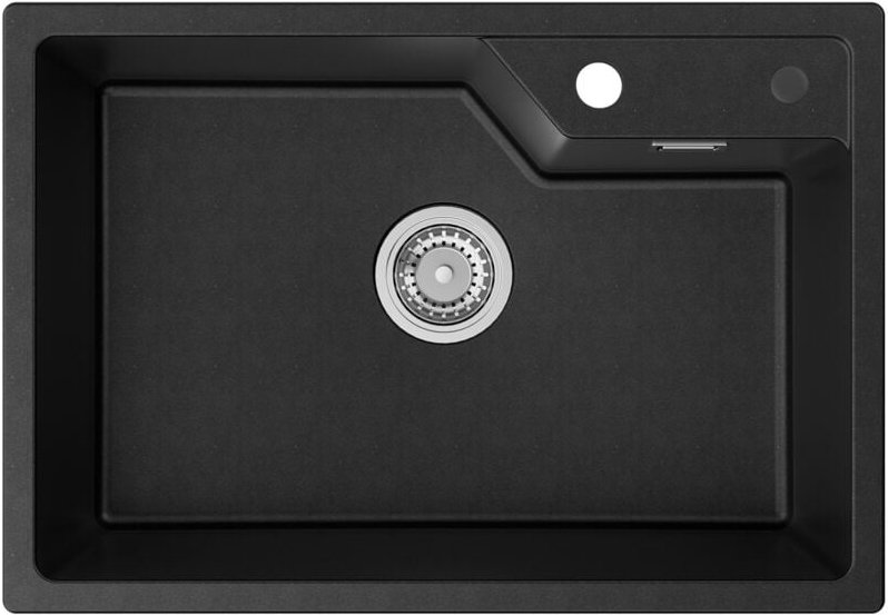 Cecipa Max - Granitspüle 65 x 45 cm, Küchenspüle Granit, Aufsatzspüle für die Küche, mit Siphon Ab- und Überlaufgarnitur...