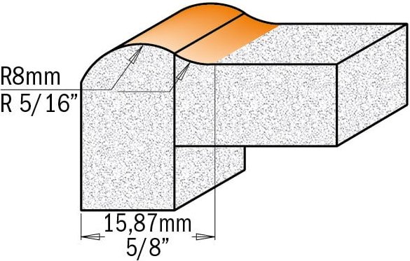 Thumbnail - 881.501.11 Hm Ecken-Tropkantenfräser M/kugelager S=12,7 D=25,4x12,7 R=7,93