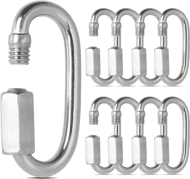 Thumbnail - 16 Stück Edelstahl-Schnellverschluss-Karabiner M4, 304 D-Form, Mini-Schraubkarabiner für Wandern, Camping, Outdoor- und ...