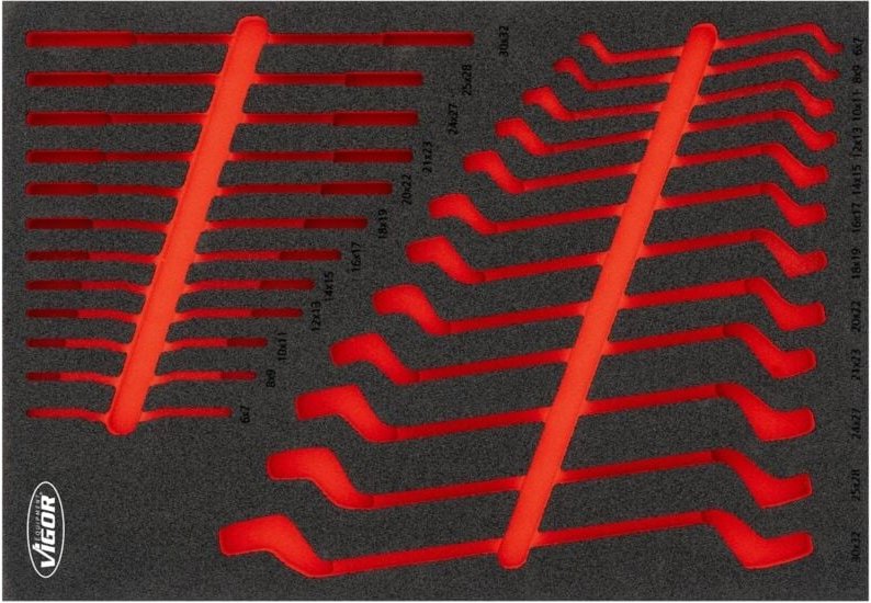 VIGOR Schraubenschlüssel-Einlage, leer, L, L x B x H: 563 mm x 393 mm x 35 mm, Art.Nr. V6808N-L