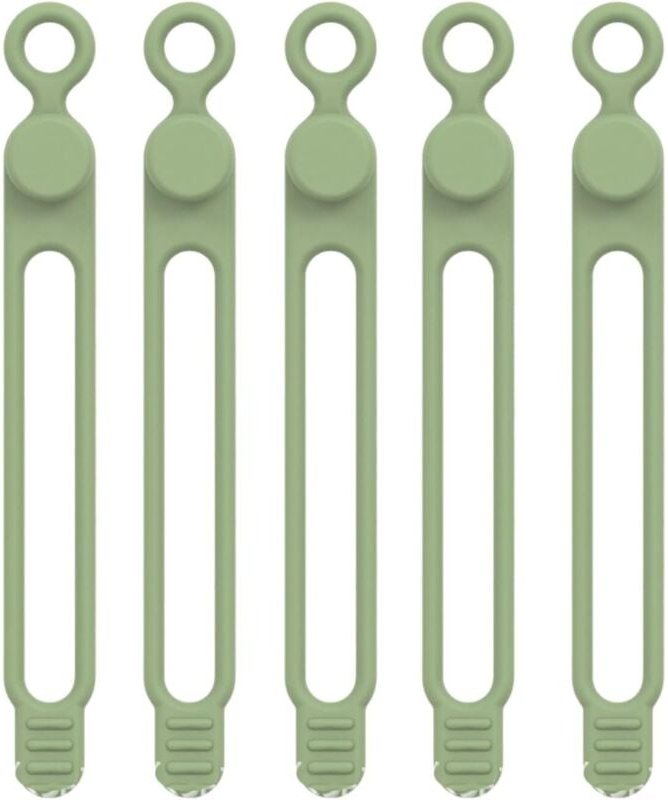 Matcha-grüne Silikon-Kabelbinder, 106 mm, 5 Datenkabel-Organizer, wiederverwendbar, flexibel, elastisch, Kabelmanagement