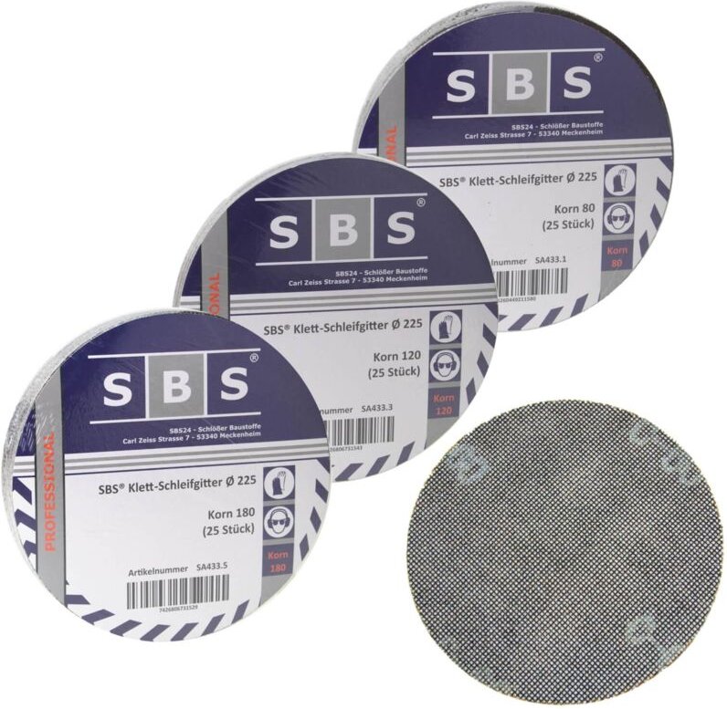 75 Blatt Gitterleinen Schleifgitter 225mm Korn 80-120-180 für Langhalsschleifer Trockenbau