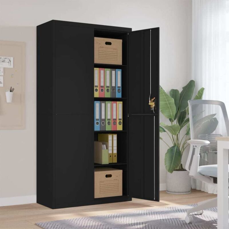 Thumbnail - Aktenschrank Schwarz 90x40x180 cm Stahl - Vidaxl
