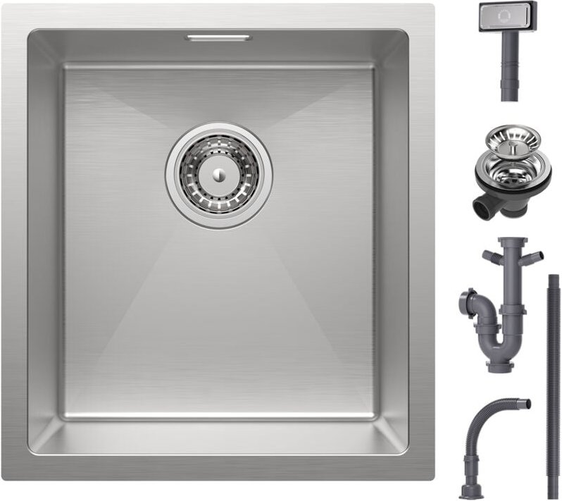 Cecipa Küchenspüle Einbauspüle 40 x 44 cm Edelstahlspüle Gebürstete, Quadrat
