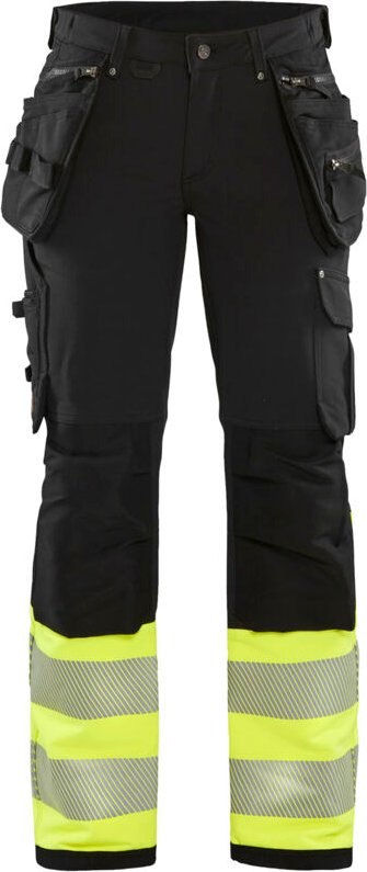 Hochsichtbarer Stretch-Arbeitshose Damen 4D 7193 - Schwarz/Neongelb 2XL - FR(52) - SE(C50) - Normen