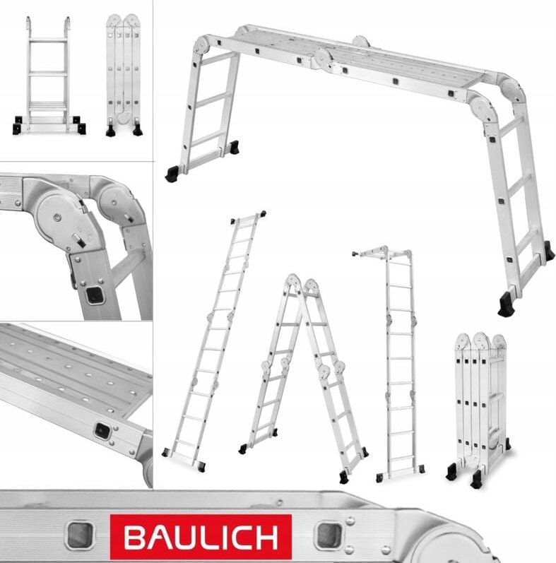 Faltbare Aluminium-Multifunktionsleiter 4x3 + Plattform