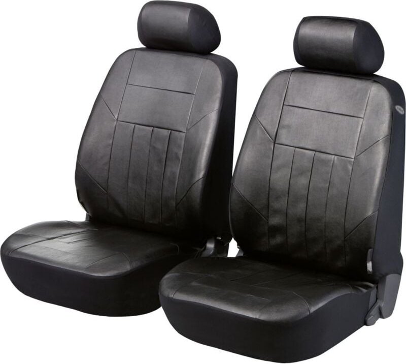 Walser - Autositzbezug Kunstleder Soft Nappa schwarz für zwei Vordersitze 6-teilig Sitzbezug