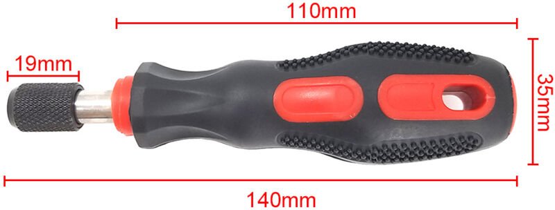 L&h-cfcahl - 6,35 mm Schraubendreher mit magnetischem Bithalter, kurzer roter Griff, Handschraubendreherhalter mit PP+TP...