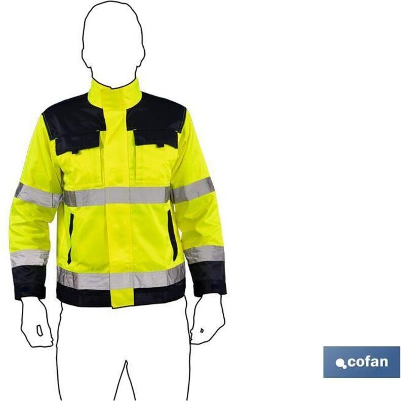 Warnschutzjacke Vega, Modell Gelb und Marineblau, Größe xxl