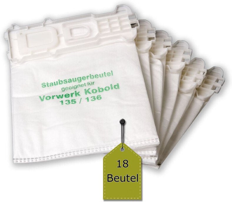 18 Staubsaugerbeutel / Staubbeutel / Filtertüten kompatibel mit Vorwerk Kobold vk 135, 135 sc, 136 ähnlich FP135, FP136