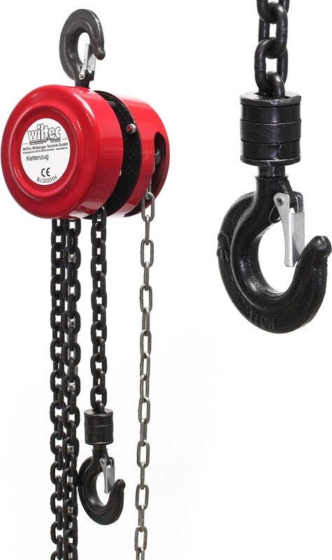 Wiltec - Kettenzug mit 1000kg Traglast und 3 m Kettenlänge, einfaches Lastenheben, Flaschenzug, Seilzug, Handkran, Hands...