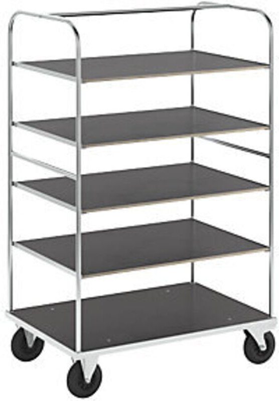 Kongamek Multi-Etagenwagen, verzinkt 1200x800x1800mm mit 5 Etagen, Gummibereifung und Bremse