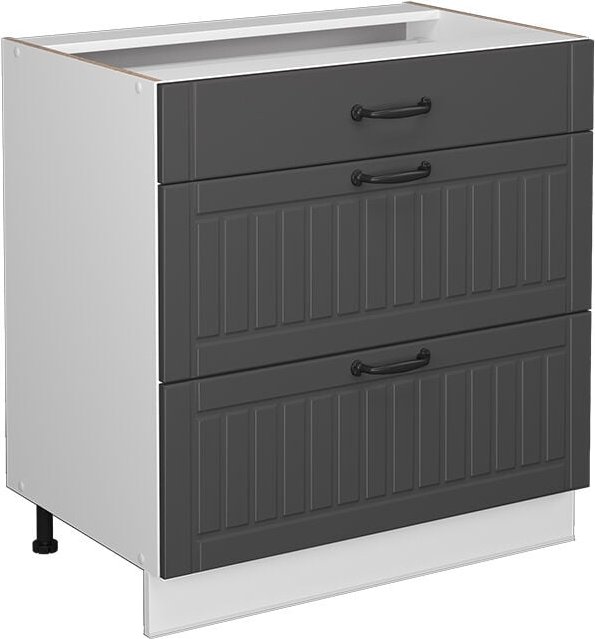 Badschrank Fame-Line, Anthrazit, 80 x 81.6 cm mit 3 Schubladen, ohne Arbeitsplatte Vicco