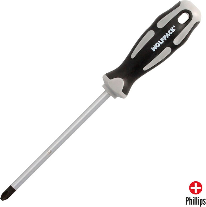 Phillips-Schraubendreher Stahl S2 tpr Bimaterial Griff. Größe ph 3 x ø 8,0 x 150 mm.