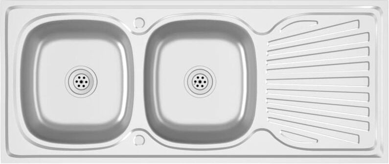vidaXL Doppelspüle Silbern 1200x600x155 mm Edelstahl