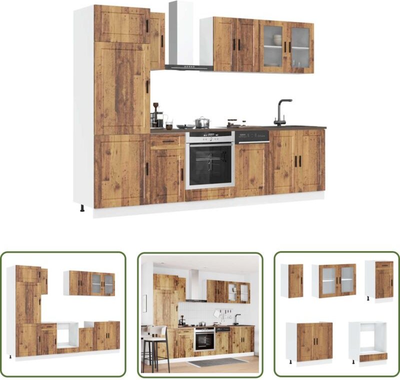 The Living Store - vidaXL 8-tlg. Küchenschrank-Set Kalmar Altholz-Optik Holzwerkstoff