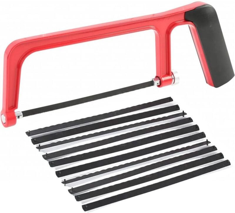 Kleine Bügelsäge, Junior-Bügelsäge, Mini-Bügelsäge, Mini-Handsäge, tragbare Bügelsäge, kleine Handsäge, mit 10 auswechse...