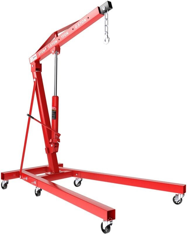 Wiltec - Motorheber Werkstattkran Getriebeheber Hebekran Ladekran klappbar Doppelpumpe 2000 kg Motorkran Schwerlastkran