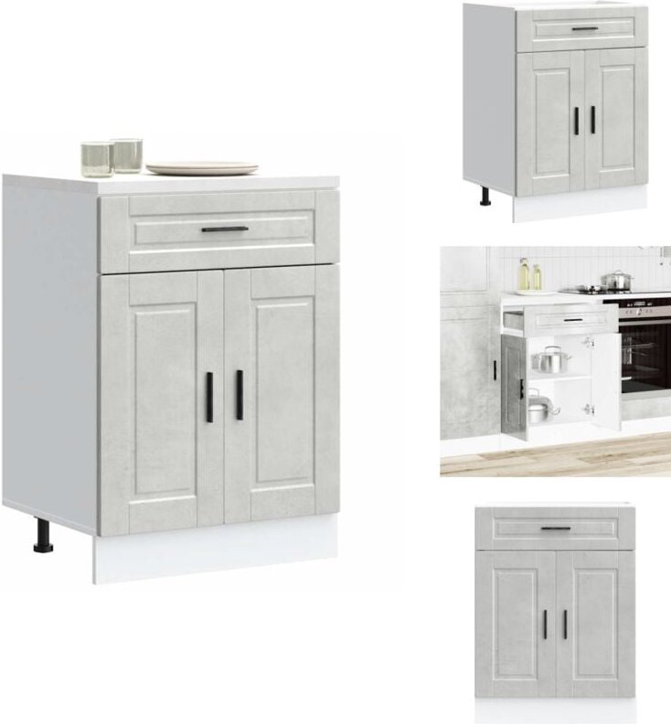 Küchenunterschrank Porto Betongrau Holzwerkstoff - Küchenunterschrank - Küchenunterschränke - Spülenunterschrank - Unter...