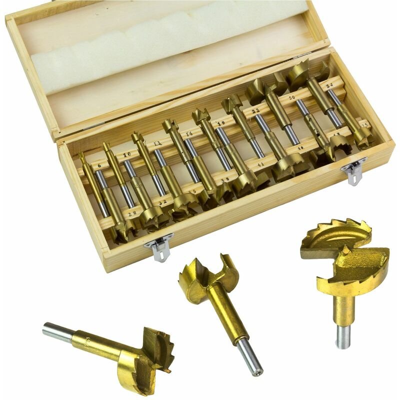 Forstnerbohrer Set 16tlg Holzbohrer Kunstbohrer Topfbohrer im Koffer