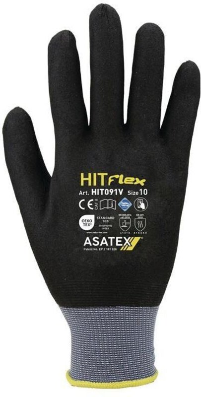 Handschuhe Hit Flex v Gr.9 schwarz/grau en 388 psa ii Asatex
