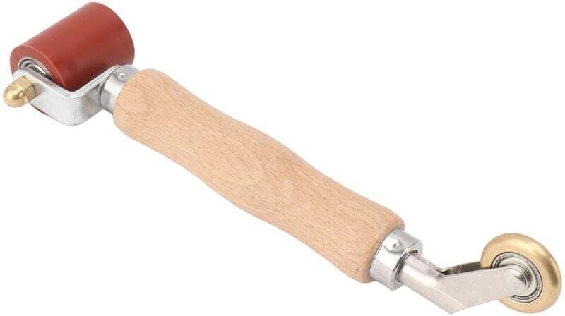 Lntyq 40 mm Silikon-Nahtroller mit doppeltem Verwendungszweck, Messingrad, Holzgriff, Tapeten-Flachnahtroller für PVC-TP...