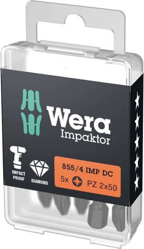 Wera 855/4 imp dc pz diy Impaktor Bits, pz 2 x 50 mm, 5-tlg.