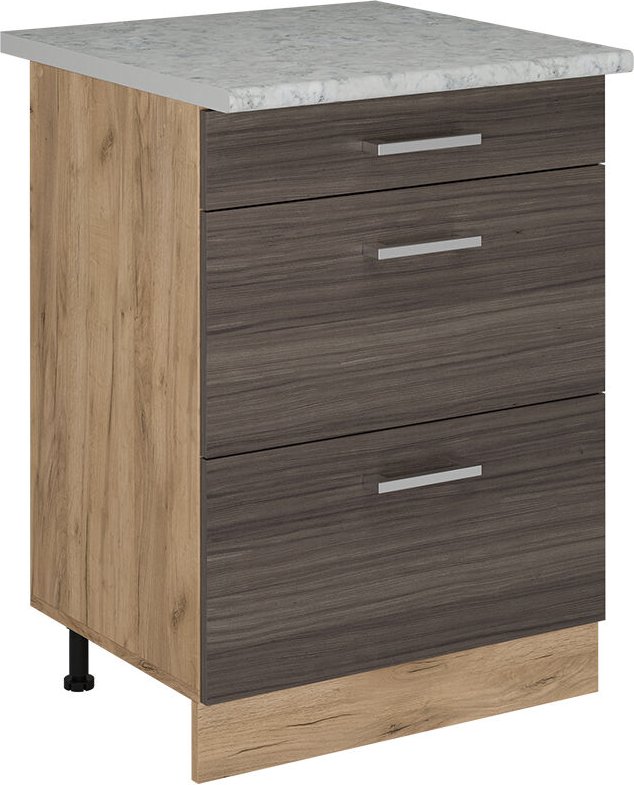 Vicco - Küchenunterschrank R-Line, Edelgrau, 60 cm ap Marmor