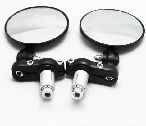 Schwarzer runder Motorrad-Rückspiegel, 7/8 Zoll, 20 mm, Lenkerendenspiegel für Cruiser, Roller, Chopper, npterbl