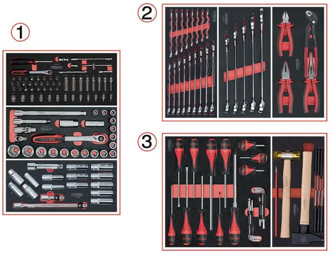 Werkzeugzusammensetzung ks tools - Für Wagen - 3 Schubladen - 158 Stück - 714.0158