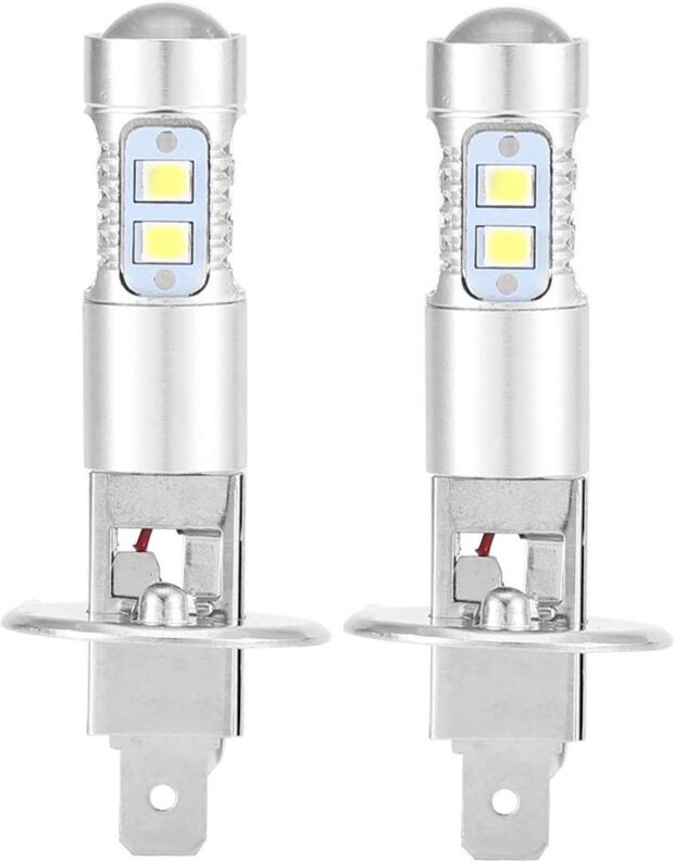 Crediri Scheinwerferlampen, 2x H1 6000K Ultraweiß 100W Abblendlicht LED-Scheinwerferlampen-Kit